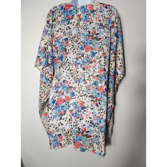 Cosita Linda Beachwear One Size Cover Up Dress Tunic kimon Floral Colorful Artsy - Picture 12 of 12